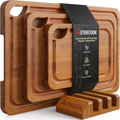 Astercook deep-carbonized bamboo cutting board set