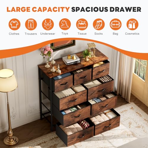 Close up of wooden top and fabric bins