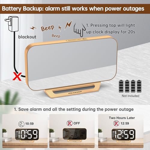 Peakeep alarm clock with battery compartment open
