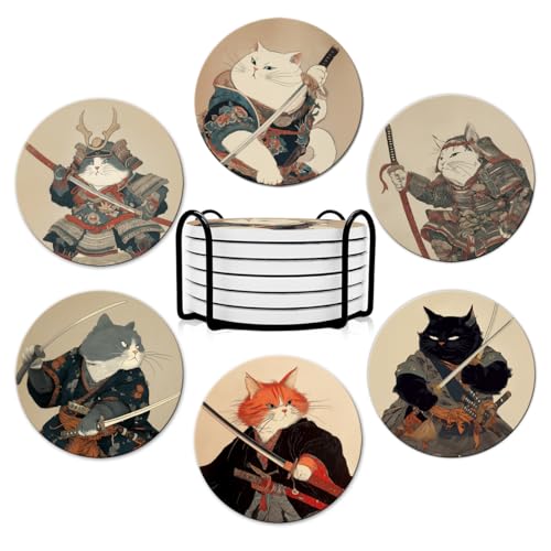 DOOKE Japanese Cat coaster set with iron holder