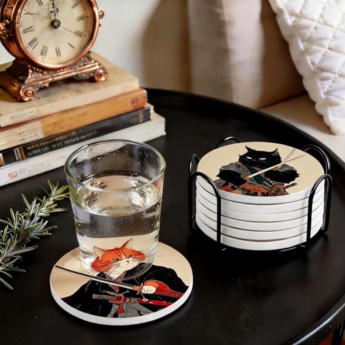 Full set of six ceramic coasters for home decor