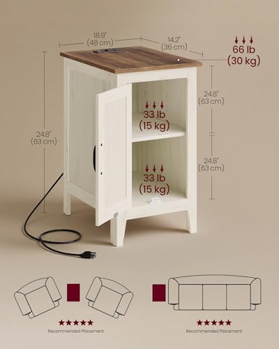 VASAGLE Nightstand with AC and USB ports