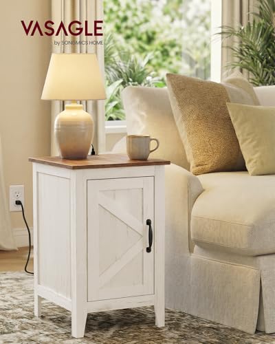 VASAGLE End Table with reversible door storage