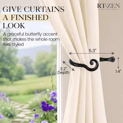 RTZEN black wrought iron drapery holder