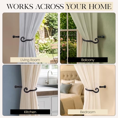 Matte black curtain hook detail