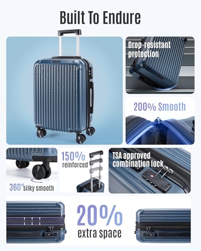 Royal Blue carry-on luggage side profile