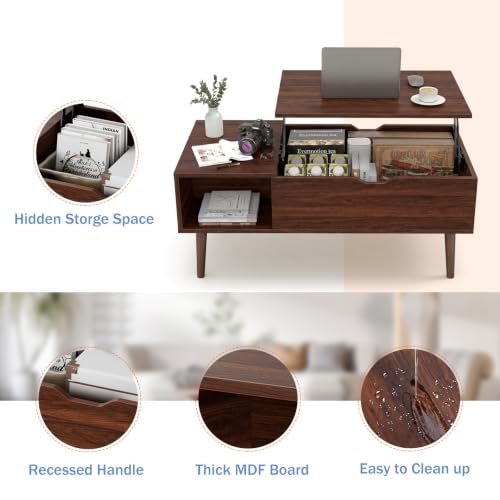 Concealed storage compartment inside DUMOS coffee table
