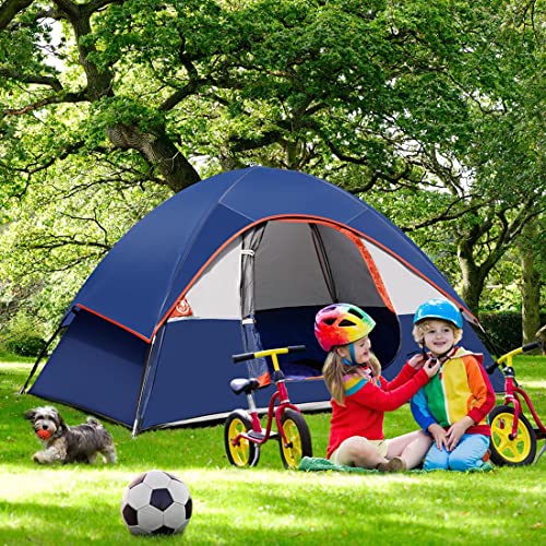UNP navy blue tent packed in carrying bag