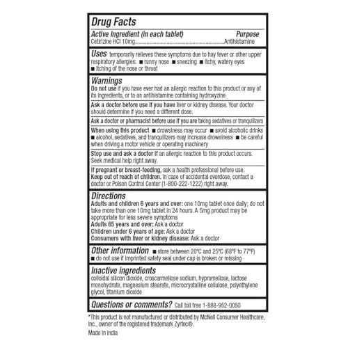 HealthA2Z Allergy Relief label details