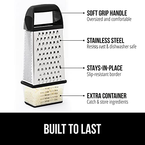 4-sided cheese grater with ergonomic handle
