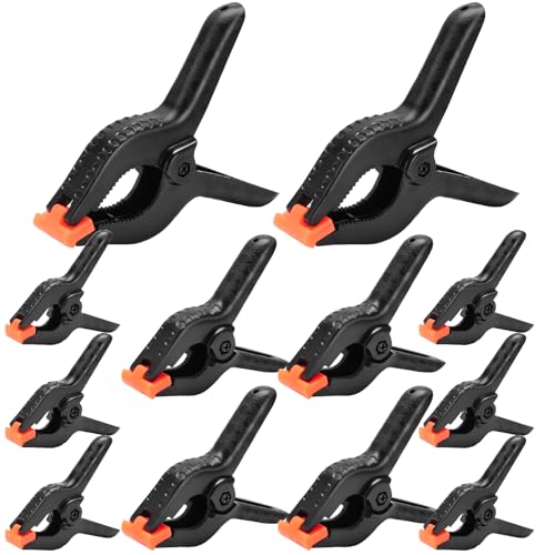 NUITPY 12 Pack Plastic Spring Clamps Set