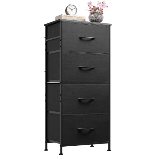 WLIVE 4-drawer dresser nightstand charcoal black