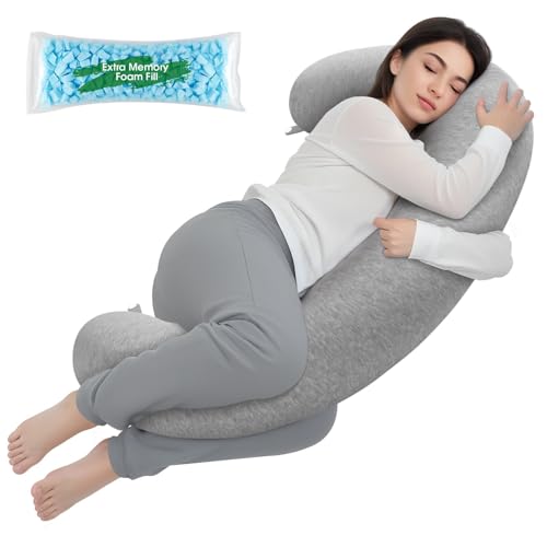 TranquilRelax C Shaped Body Pillow 47x10 Grey full view