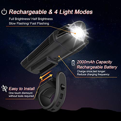 Front bicycle headlight with mounting bracket
