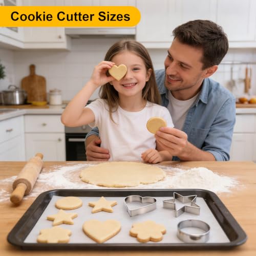 Top view of silver cookie cutters in various sizes