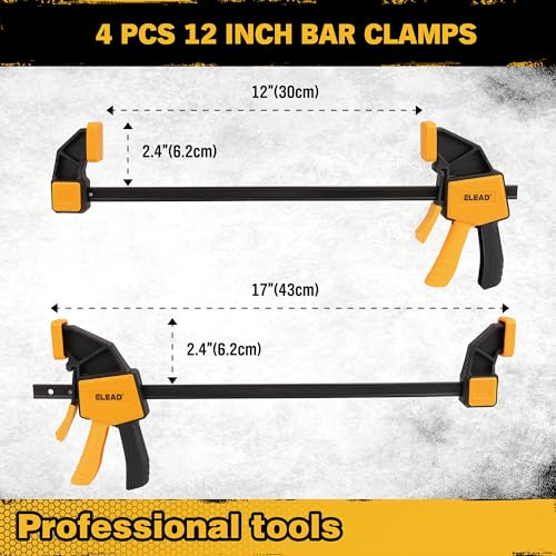 Four 12-inch bar clamps from the ELEAD set