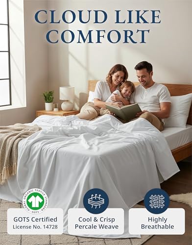 White percale Queen fitted sheet deep pocket