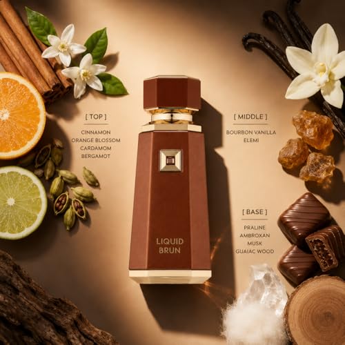 Close up of Liquid Brun perfume bottle