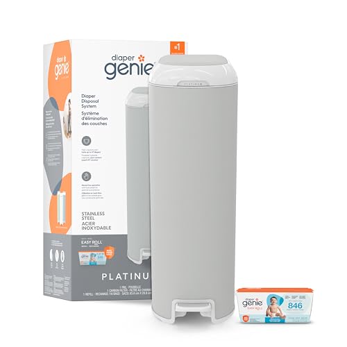 Diaper Genie Platinum Pail Grey front view