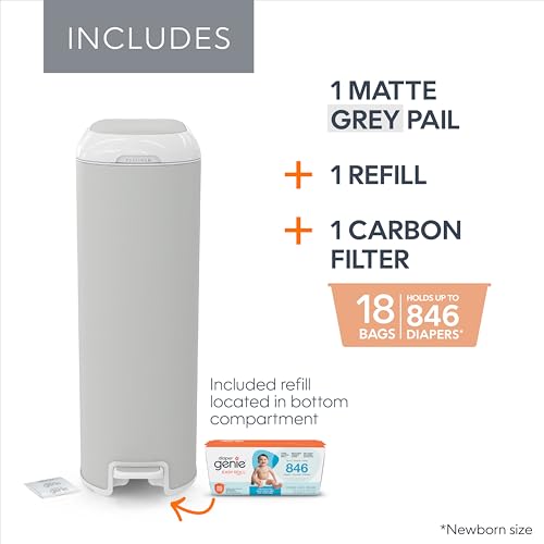 Diaper Genie Platinum Pail open lid showing clamp