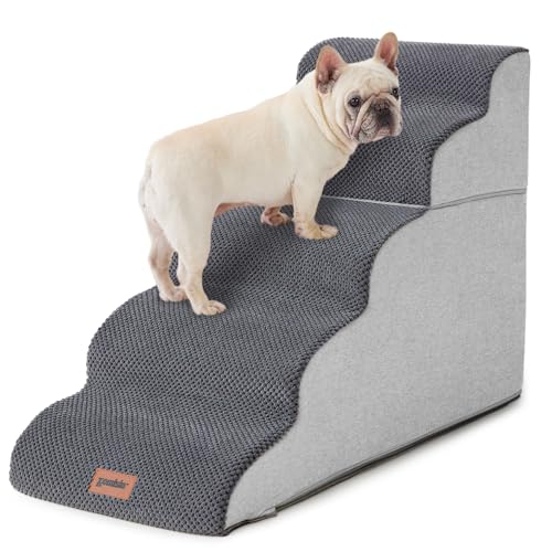ZOMISIA 5-step grey dog stairs full view