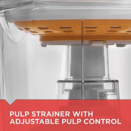 Electric juicer pouring spout and handle detail