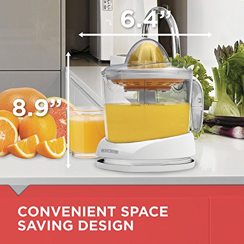 White BLACK+DECKER juicer set on kitchen counter