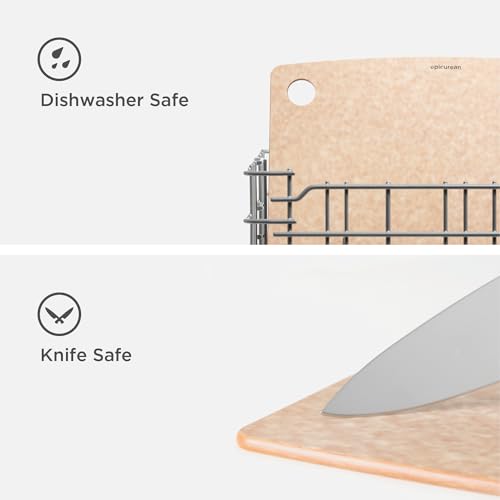 Epicurean cutting board with built-in thumb hole