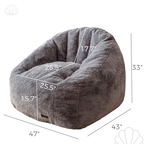 Dark Grey faux fur bean bag texture