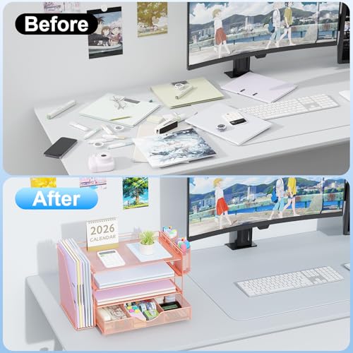 4-tier file holder and workspace storage system
