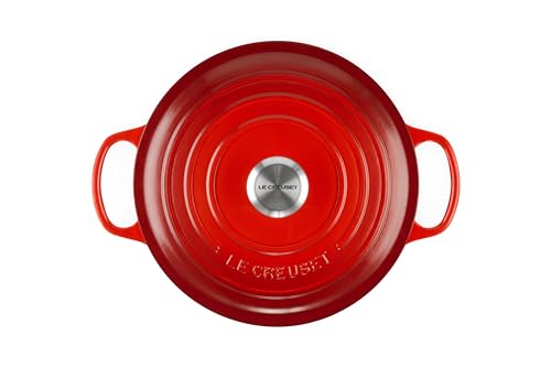 Cerise enameled cast iron Dutch oven view