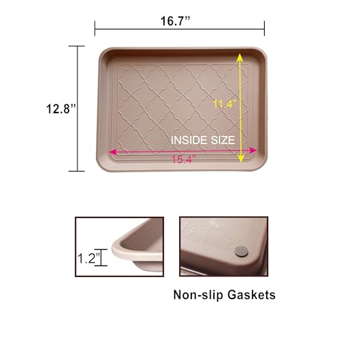 Tan plastic boot tray for entryway