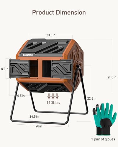 Completed THE GROW'ING 43 Gal Compost Bin in a backyard setting
