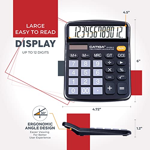 Oversized buttons on black CATIGA calculator