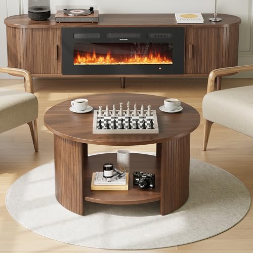 OneBlis walnut coffee table in living room