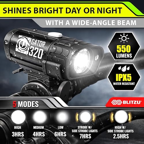Black BLITZU Gator 320 bicycle headlight