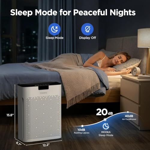 Quiet air purifier operating in a bedroom