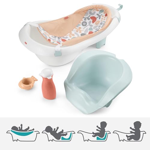 Newborn mesh sling inside Fisher-Price baby tub