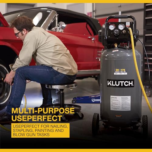 Side profile of Klutch 20-Gallon compressor tank