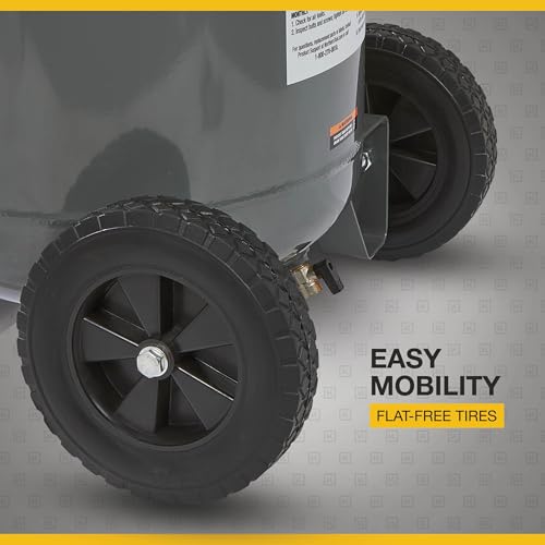 Close up of large rubber wheels on Klutch compressor