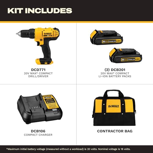 DEWALT DCD771C2 drill side profile