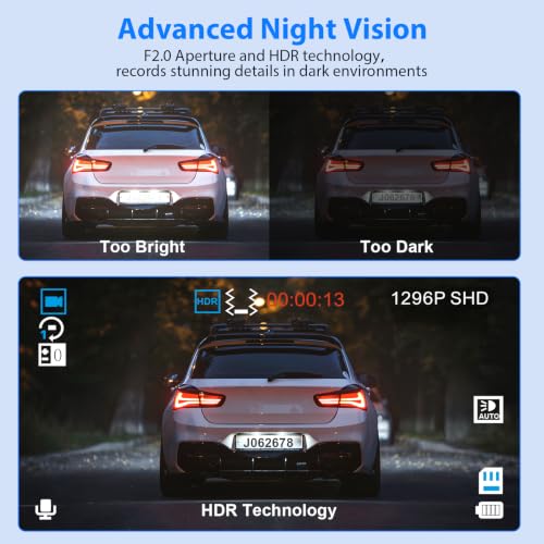 Dashboard camera screen interface