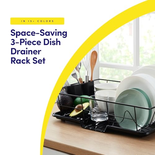 Side profile of Sweet Home Collection black dish rack
