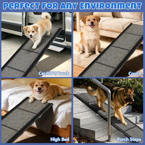 Pet dog using COZEER ramp for truck access