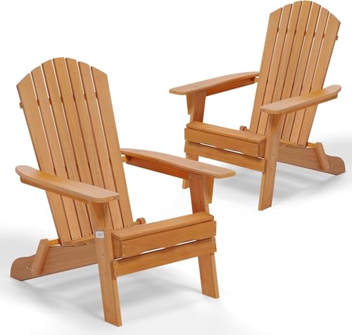 VINGLI Folding Adirondack Chairs Set of 2 in Teak