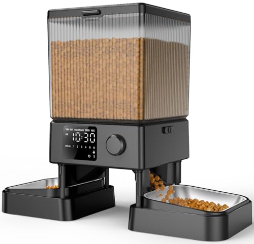 oneisall Automatic Cat Feeder for 2 Cats dual-black