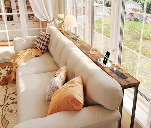 SUPERJARE sofa table with lamp and decor