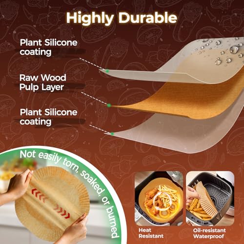 Set of 8-inch square air fryer liners