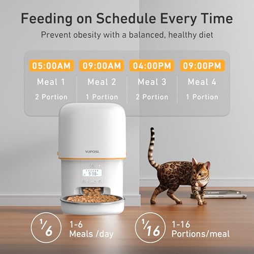 Yuposl cat food dispenser with stainless steel bowl