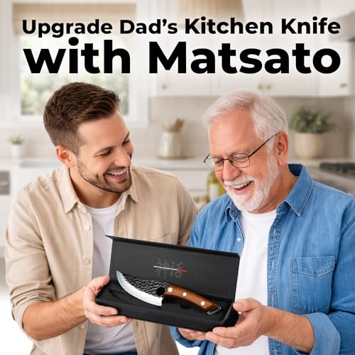 Matsato chef knife brown handle detail